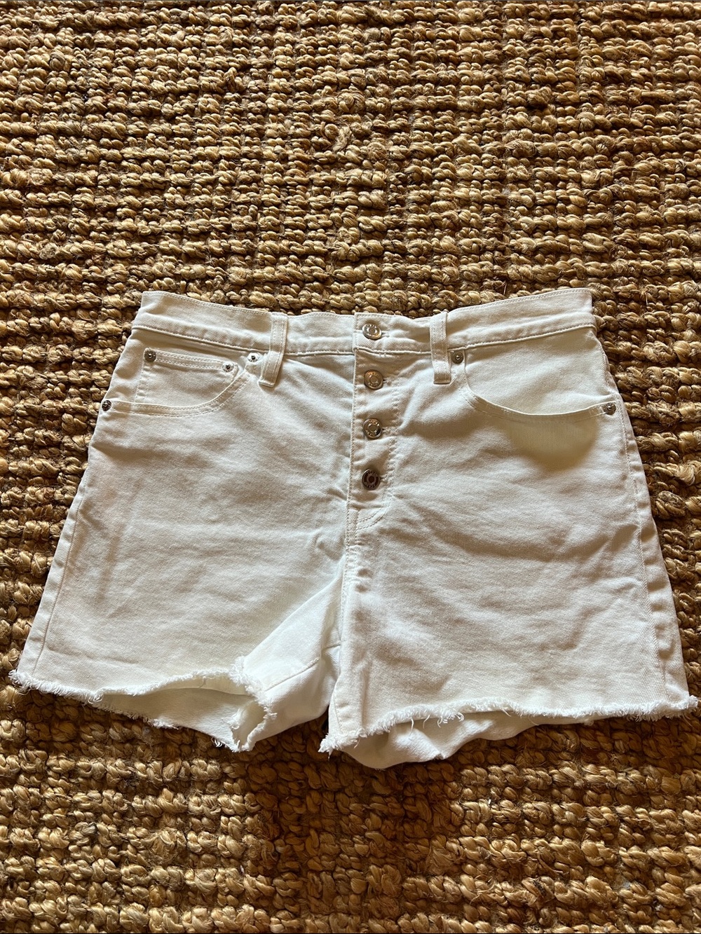 J. Crew White High-Rise Button-Front Denim Shorts